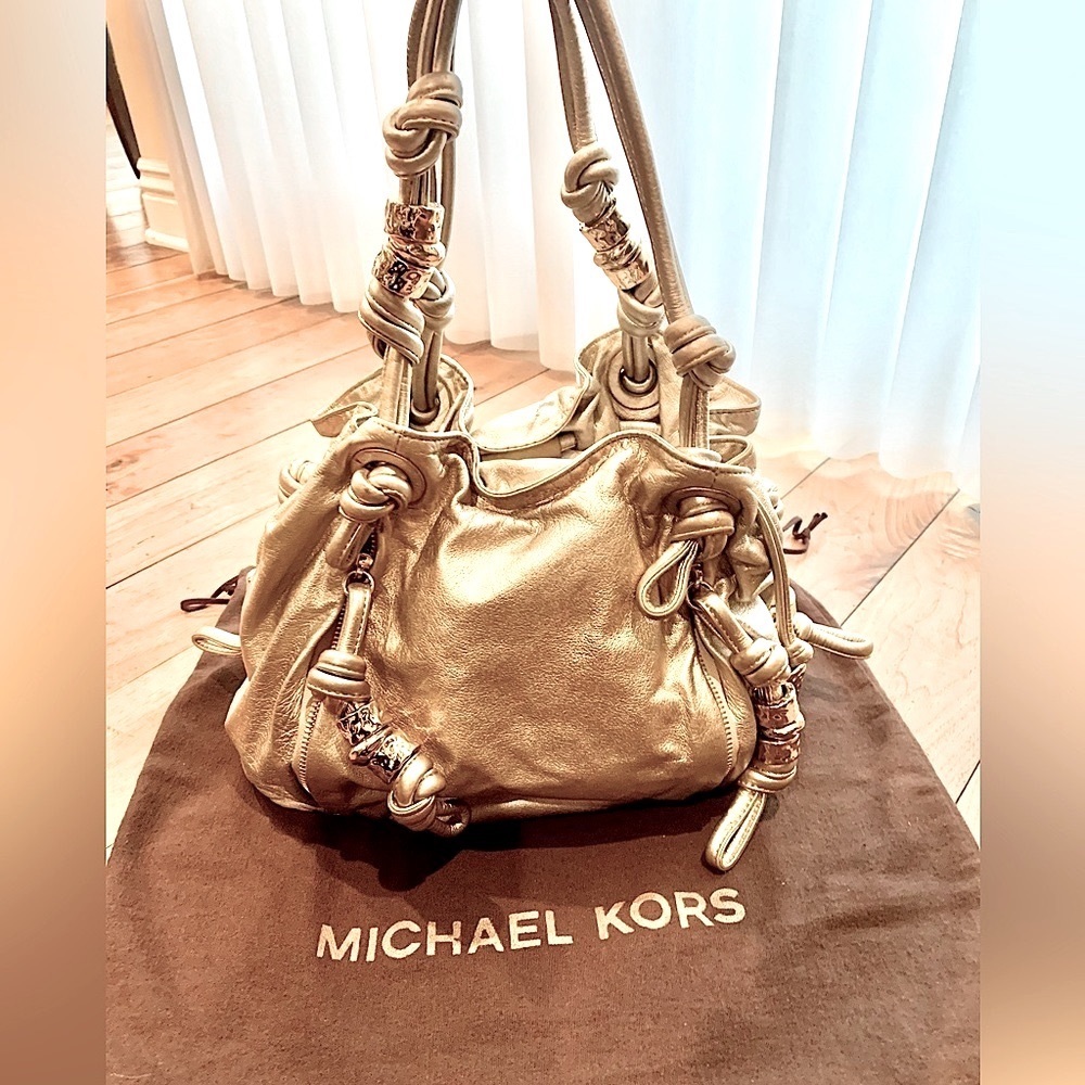 Michael Kors Collection champagne gold leather handbag
